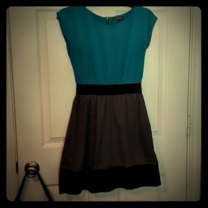 Blue, grey, black dress